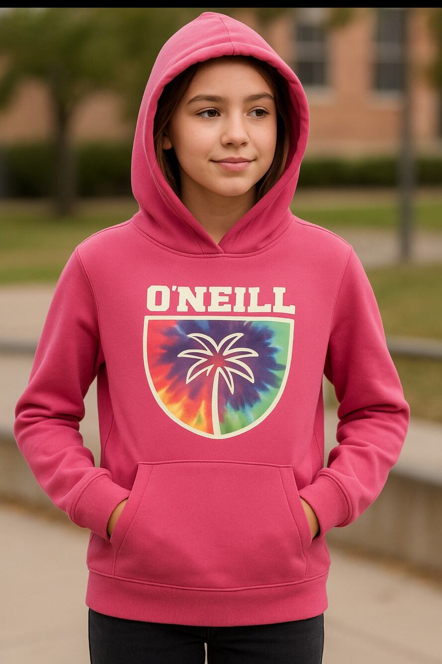 O’Neill Hoodie Girls Medium Pink Fleece Azalea Pullover Sweatshirt NEW